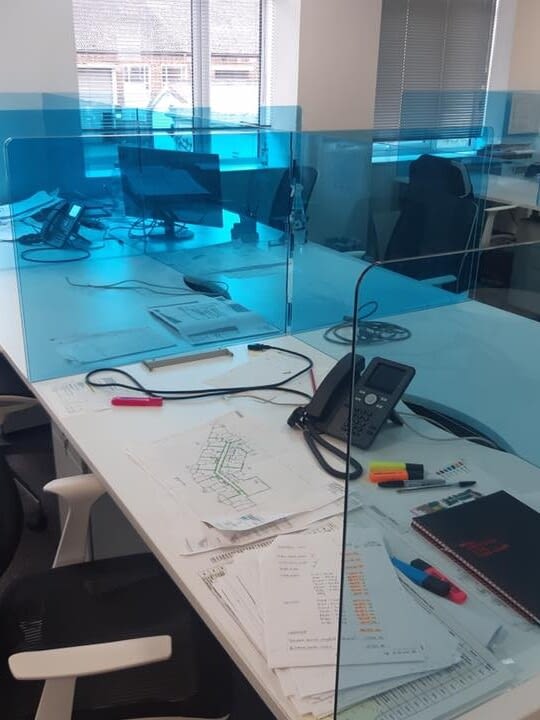 Covid 19 desk screen dividers plastic fabrication in the UK