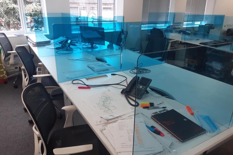 Covid 19 desk screen dividers plastic fabrication in the UK